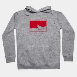 Poetic mood, a pig on the beach in red ink Hoodie